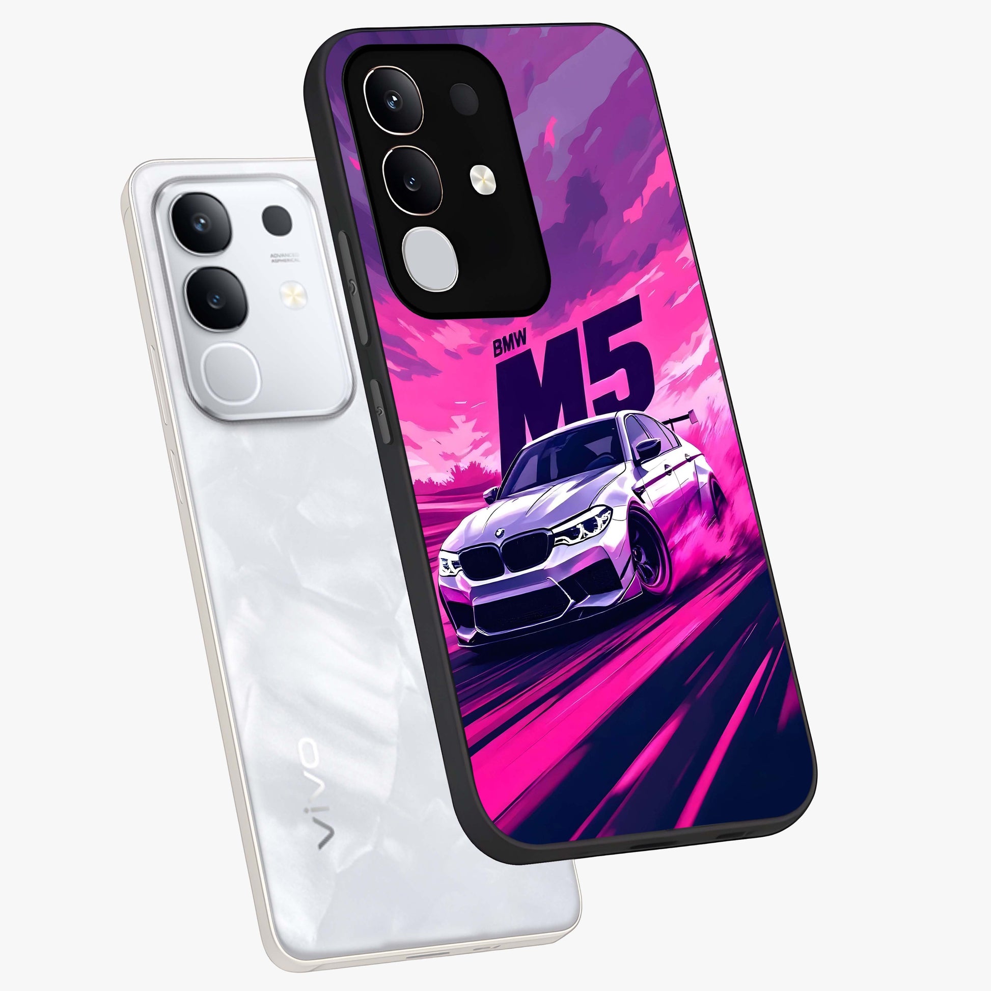 Velocity Drift Pulse Glass Case displayed in angled mockup highlighting dynamic drift design with sporty automotive aesthetic.