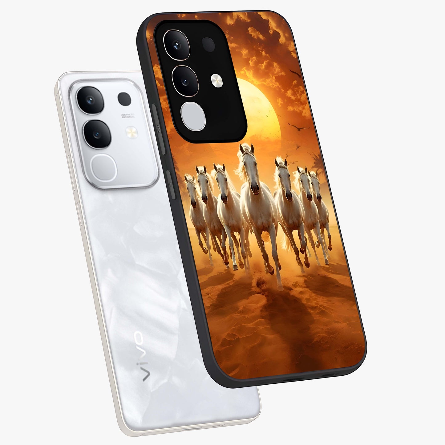 Wild Sunset Majesty Glass Case displayed in angled mockup highlighting vibrant sunset sky design with scenic aesthetic.