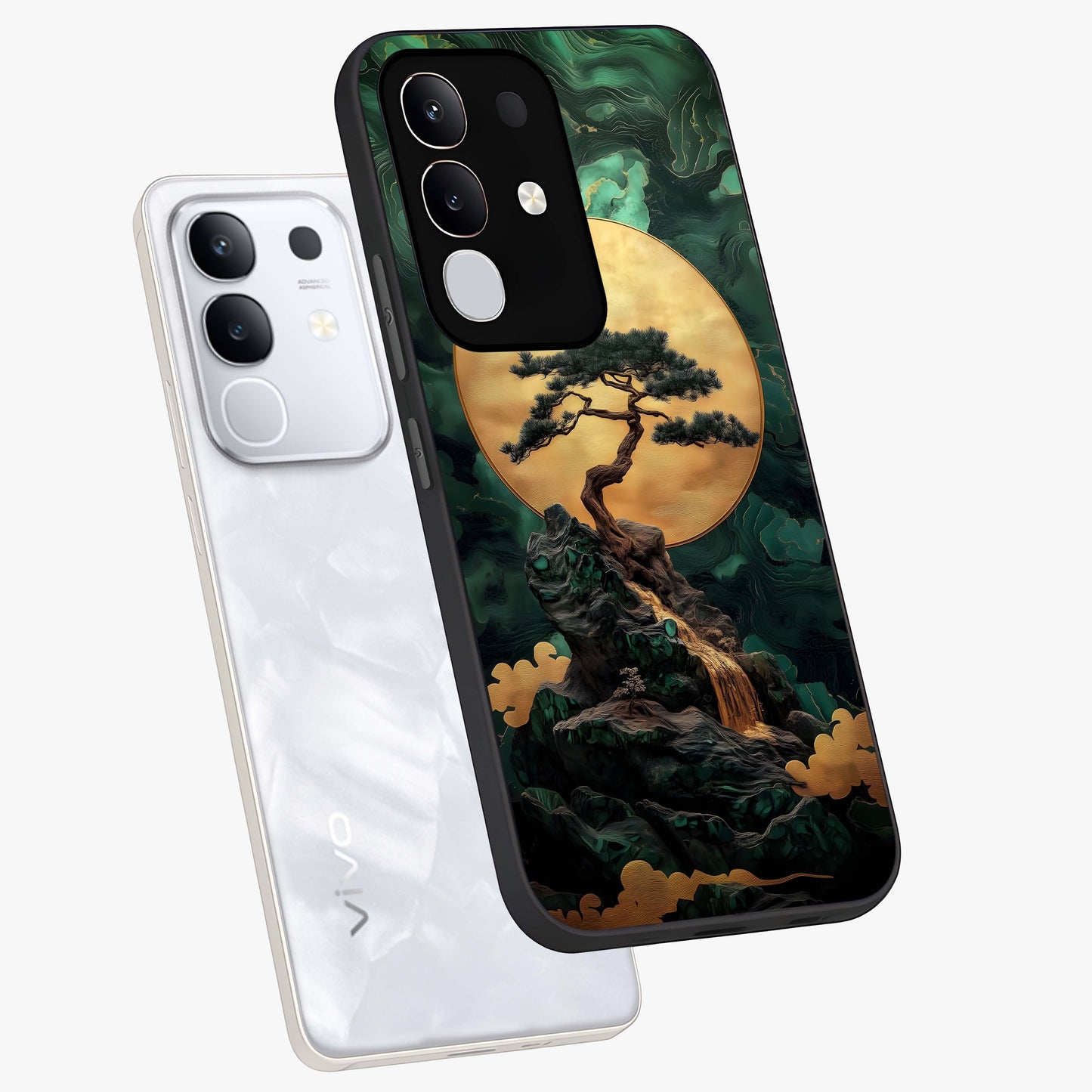 Zen Moon Rise Glass Case displayed in angled mockup highlighting peaceful lunar design with zen aesthetic style.
