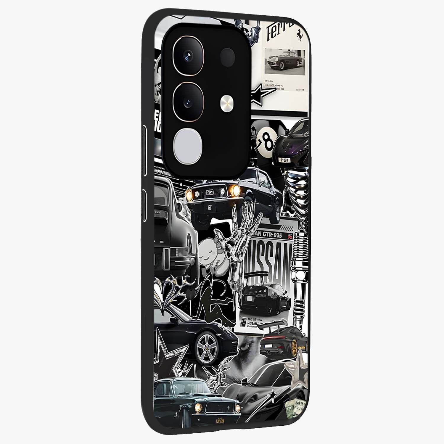 Aesthetic Dark Love Glass Case upright view showcasing dramatic romantic artwork with modern aesthetic style.