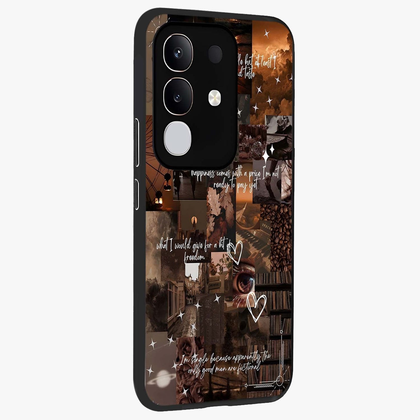 Bittersweet Aesthetic Chaos Glass Case upright view showcasing bold artistic chaos design with modern aesthetic style.