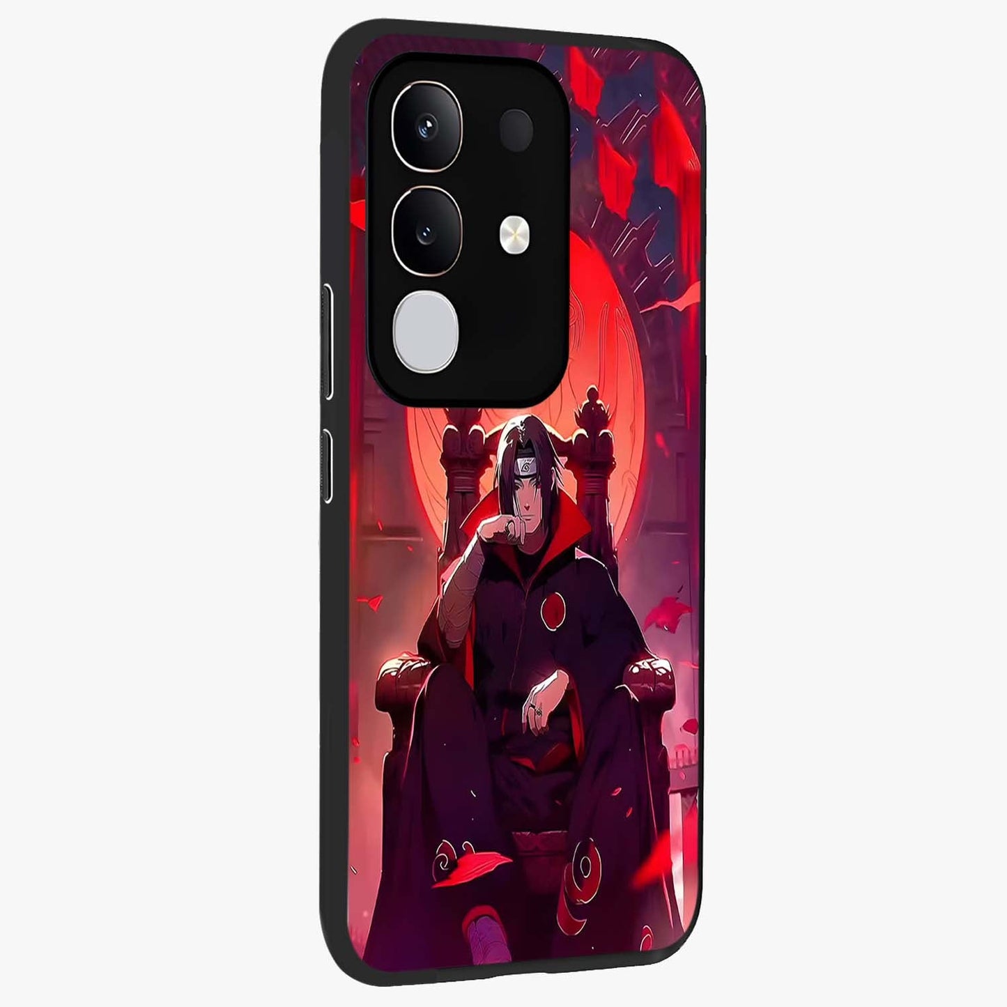 Blood Moon Sovereign Glass Case upright view showcasing powerful moon inspired artwork with cosmic aesthetic style.