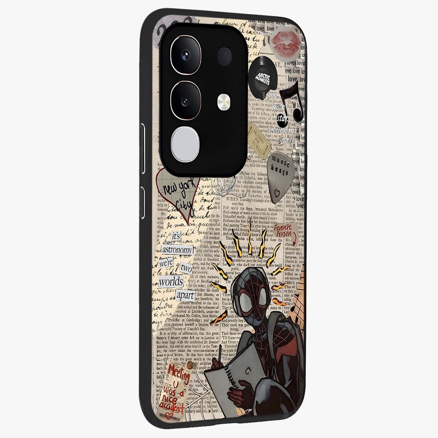 City Dream Sketch Glass Case upright view showcasing urban skyline artwork with stylish hand drawn design.