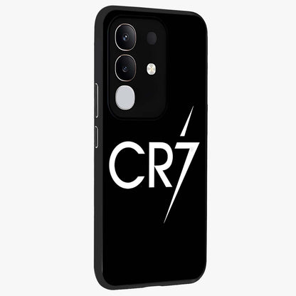 Cr7 Elite Strike Glass Case upright view showcasing energetic football inspired design with modern sports aesthetic.