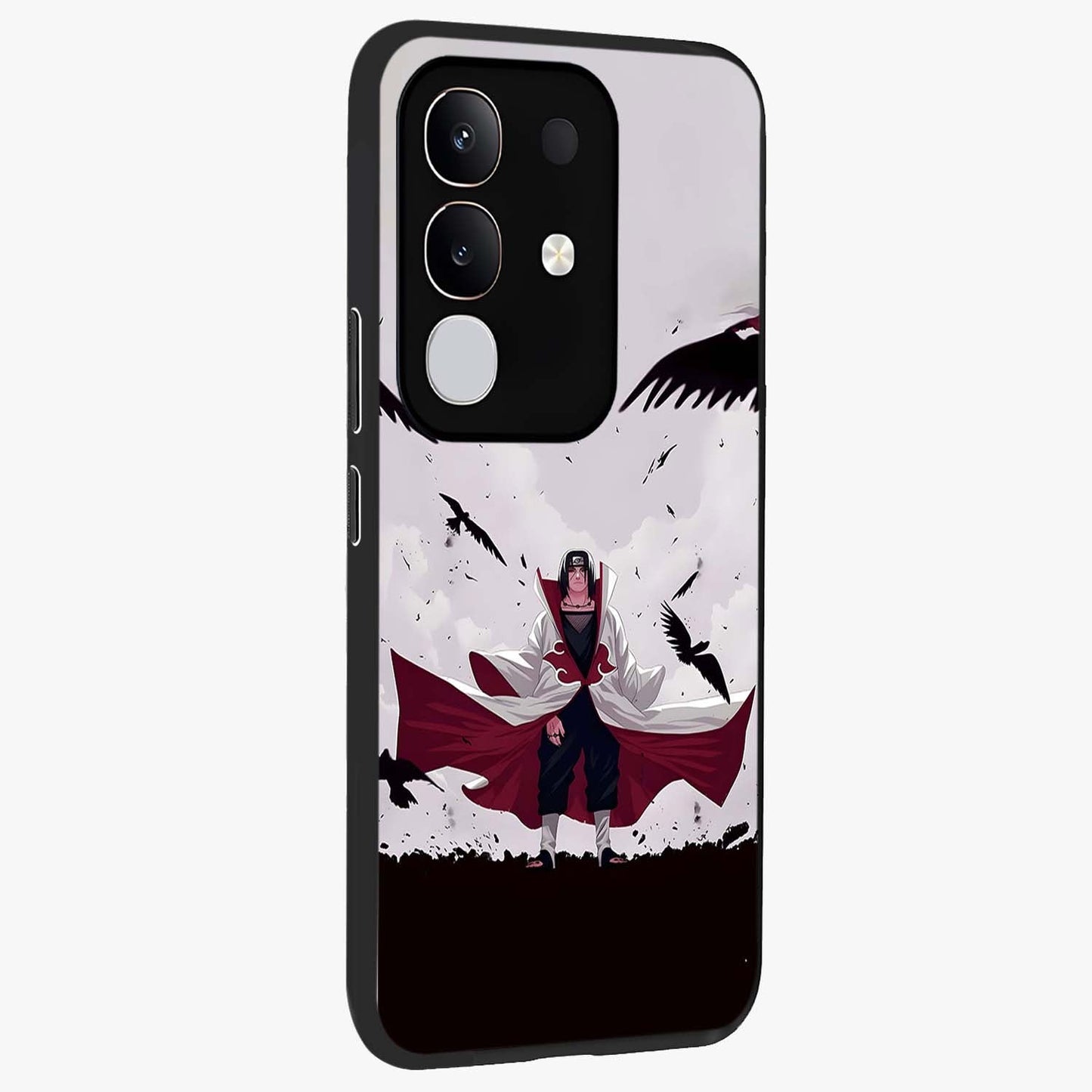 Crimson Crow Ascension Glass Case upright view showcasing dramatic crow artwork with bold gothic theme.