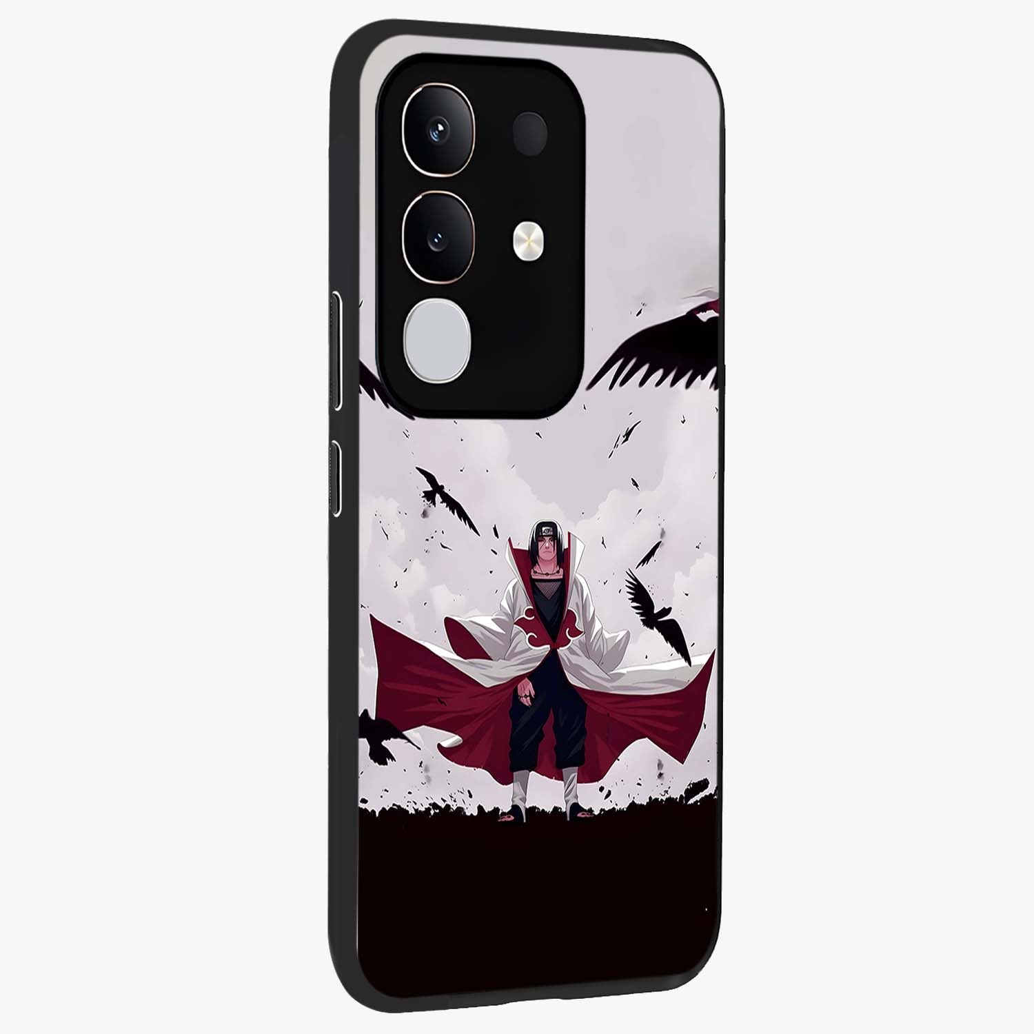 Crimson Crow Ascension Glass Case upright view showcasing dramatic crow artwork with bold gothic theme.