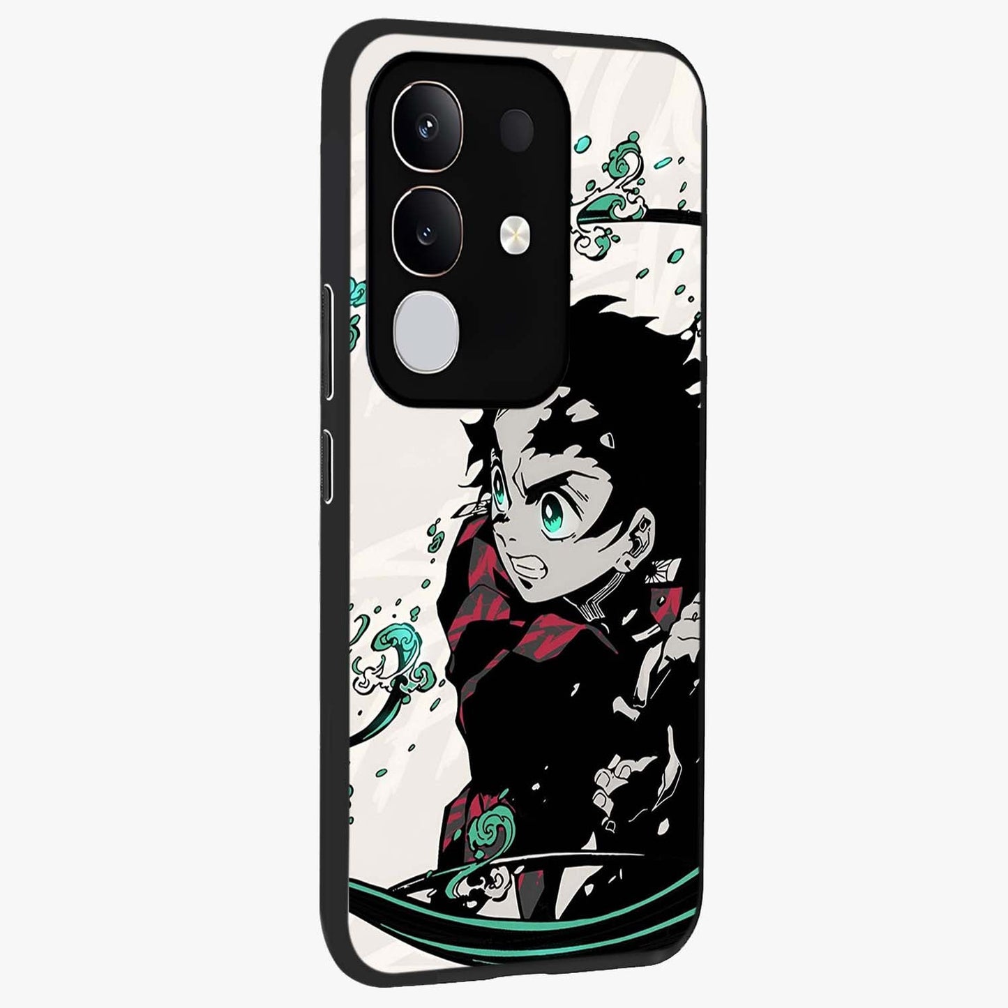 Demon Slayer Glass Case upright view showcasing powerful anime artwork with intense warrior theme.