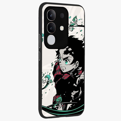 Demon Slayer Glass Case upright view showcasing powerful anime artwork with intense warrior theme.