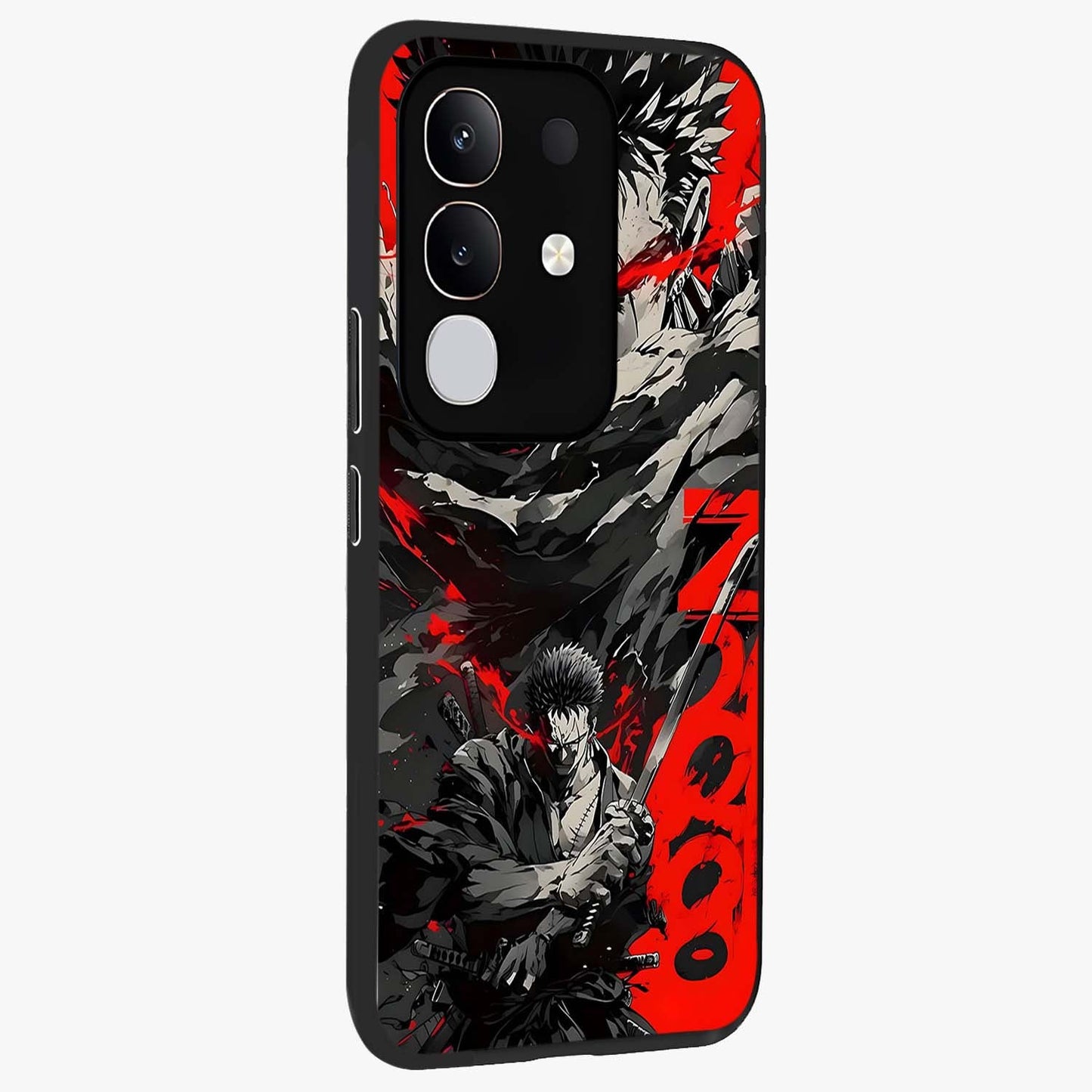 Demon Sword Resolve Glass Case upright view showcasing dramatic warrior artwork with intense battle theme.
