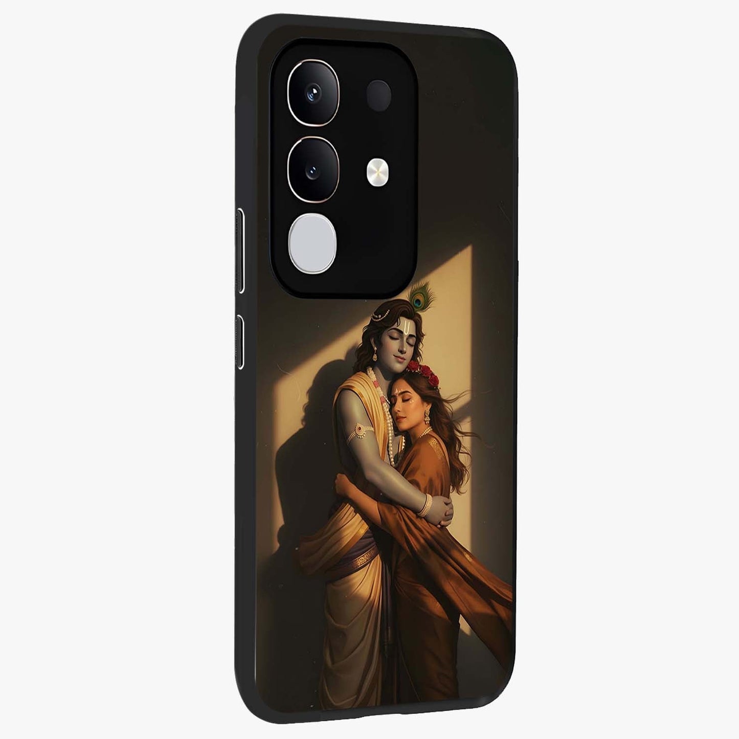 Divine Eternal Love Glass Case upright view showcasing graceful spiritual artwork with eternal love theme.