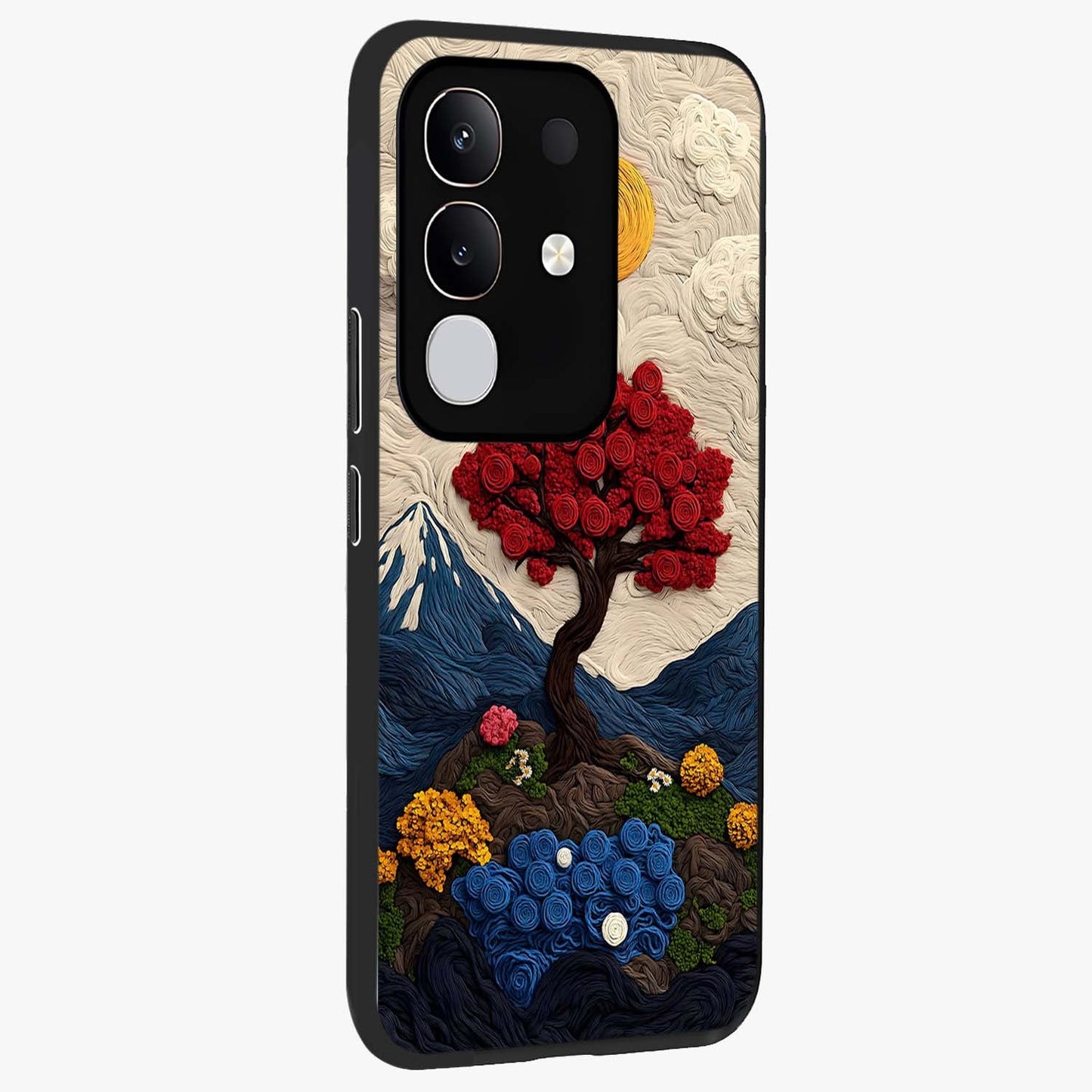 Eternal Nature Tapestry Glass Case upright view showcasing elegant nature tapestry design with decorative style.