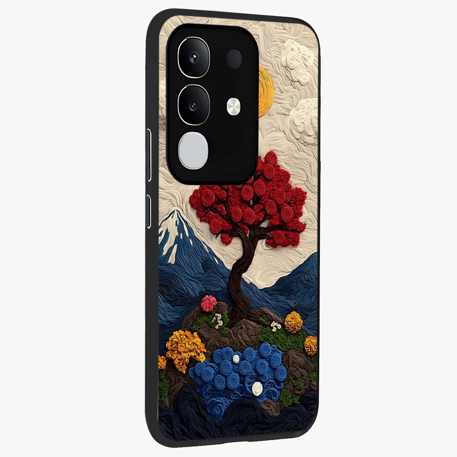 Eternal Nature Tapestry Glass Case upright view showcasing elegant nature tapestry design with decorative style.