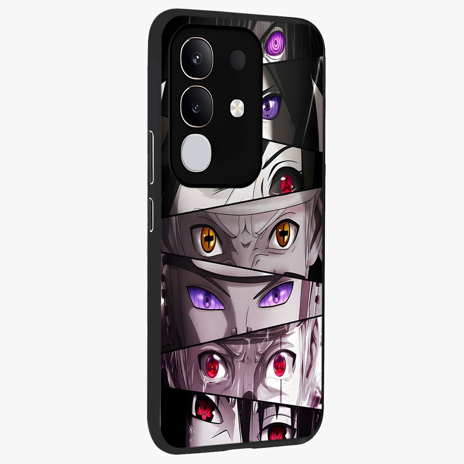 Eyes of Destiny Glass Case upright view showcasing symbolic eye artwork with dramatic artistic theme.