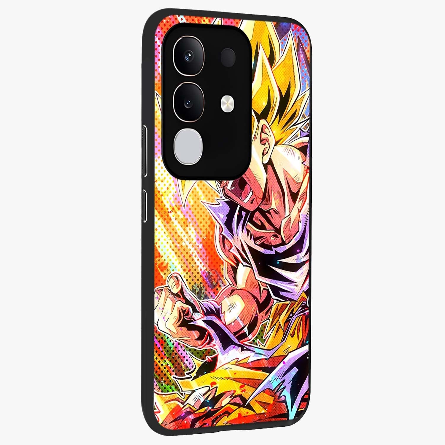 Firing Goku Glass Case upright view showcasing energetic anime artwork with bold warrior theme.