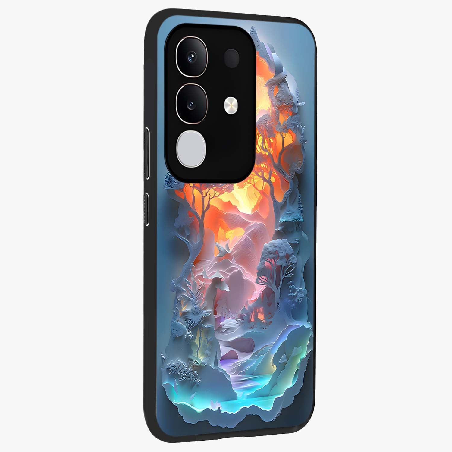 Glow Forest Portal Glass Case upright view showcasing enchanted forest portal artwork with fantasy nature theme.