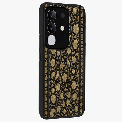 Golden Evil Eye Mandala Glass Case upright view showcasing decorative evil eye mandala artwork with spiritual aesthetic style.