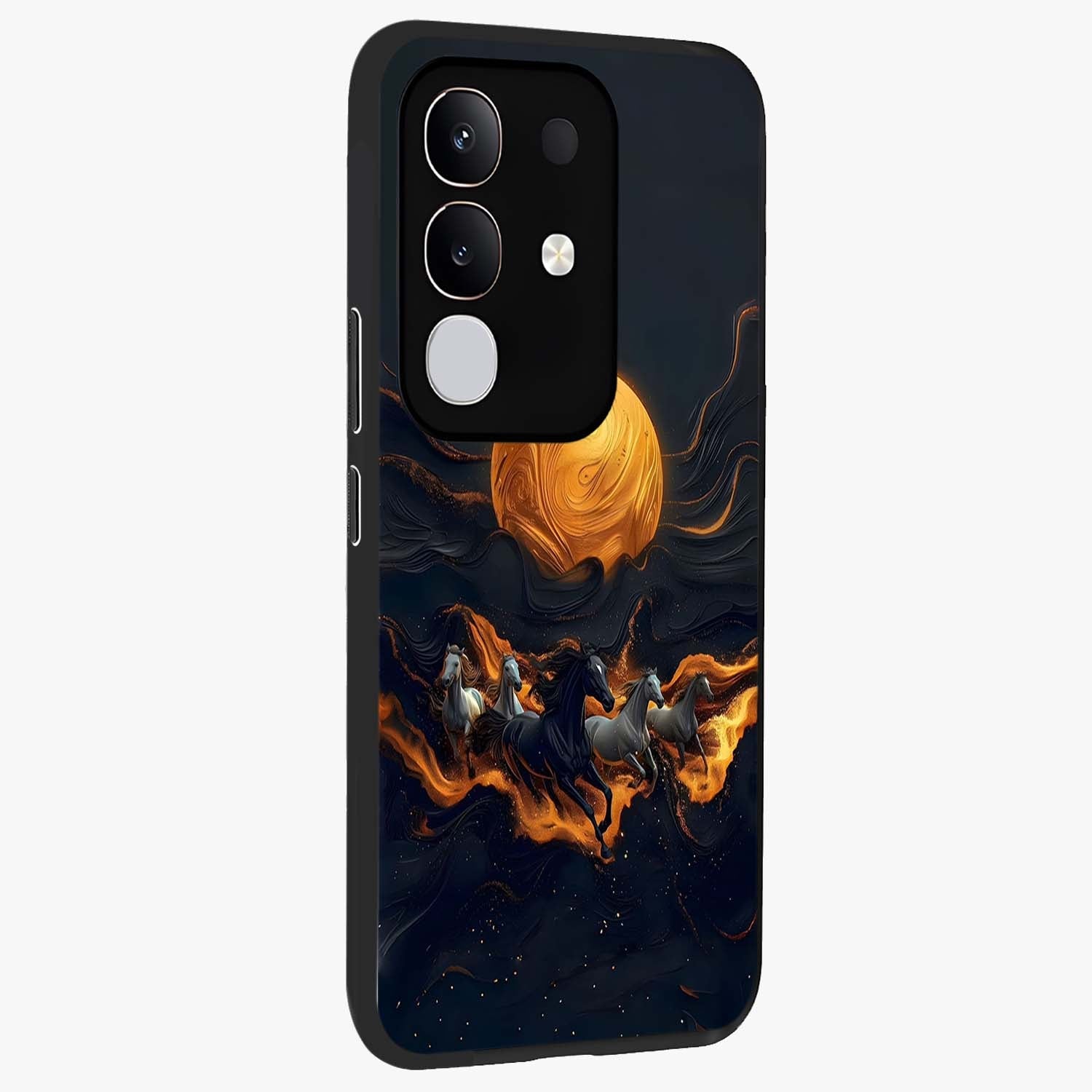 Golden Royal Heritage Glass Case upright view showcasing elegant royal artwork with classic heritage theme.