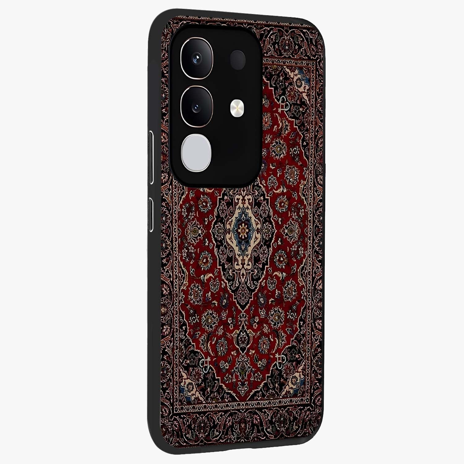 Heritage Carpet Royale Glass Case upright view showcasing detailed ornamental artwork with luxurious traditional theme.