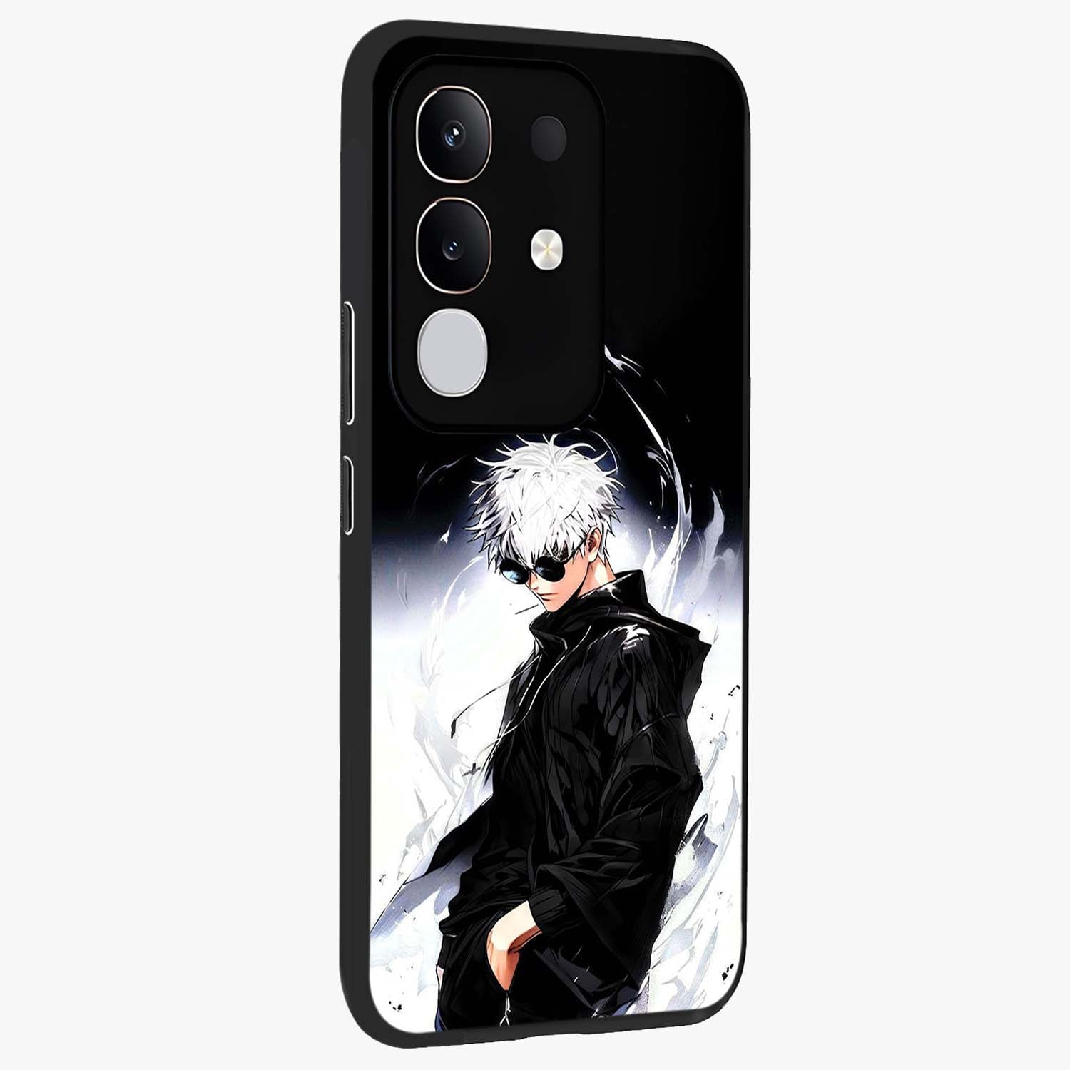 Limitless Shadow King Glass Case upright view showcasing bold shadow warrior artwork with epic fantasy theme.