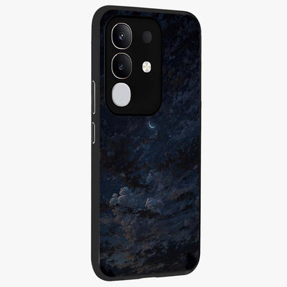 Lunar Veil Silence Glass Case upright view showcasing calm moon themed artwork with serene night atmosphere.