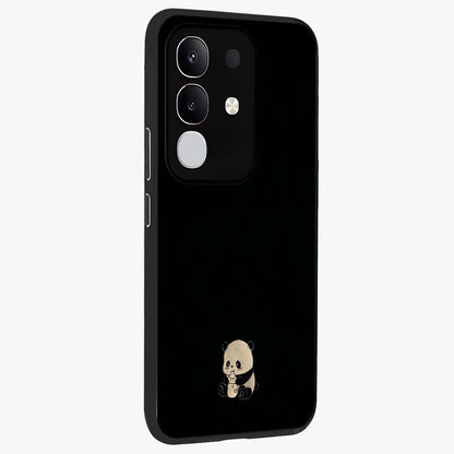 Midnight Panda Love Glass Case upright view showcasing charming panda artwork with playful romantic theme.