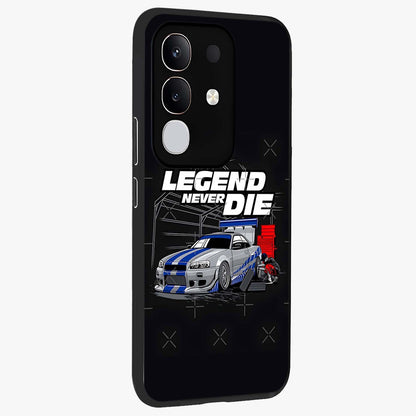 Midnight Racing Legacy Glass Case upright view showcasing powerful racing artwork with modern sports theme.