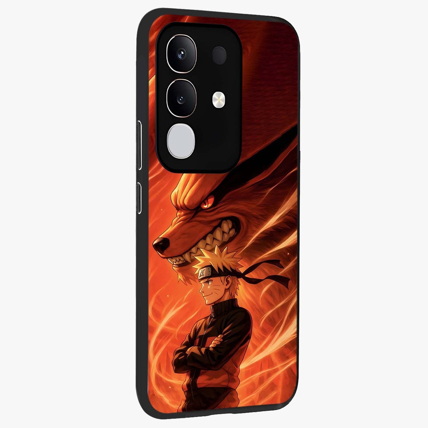 Nine Tails Legacy Glass Case upright view showcasing dramatic nine-tails artwork with intense anime themed design.