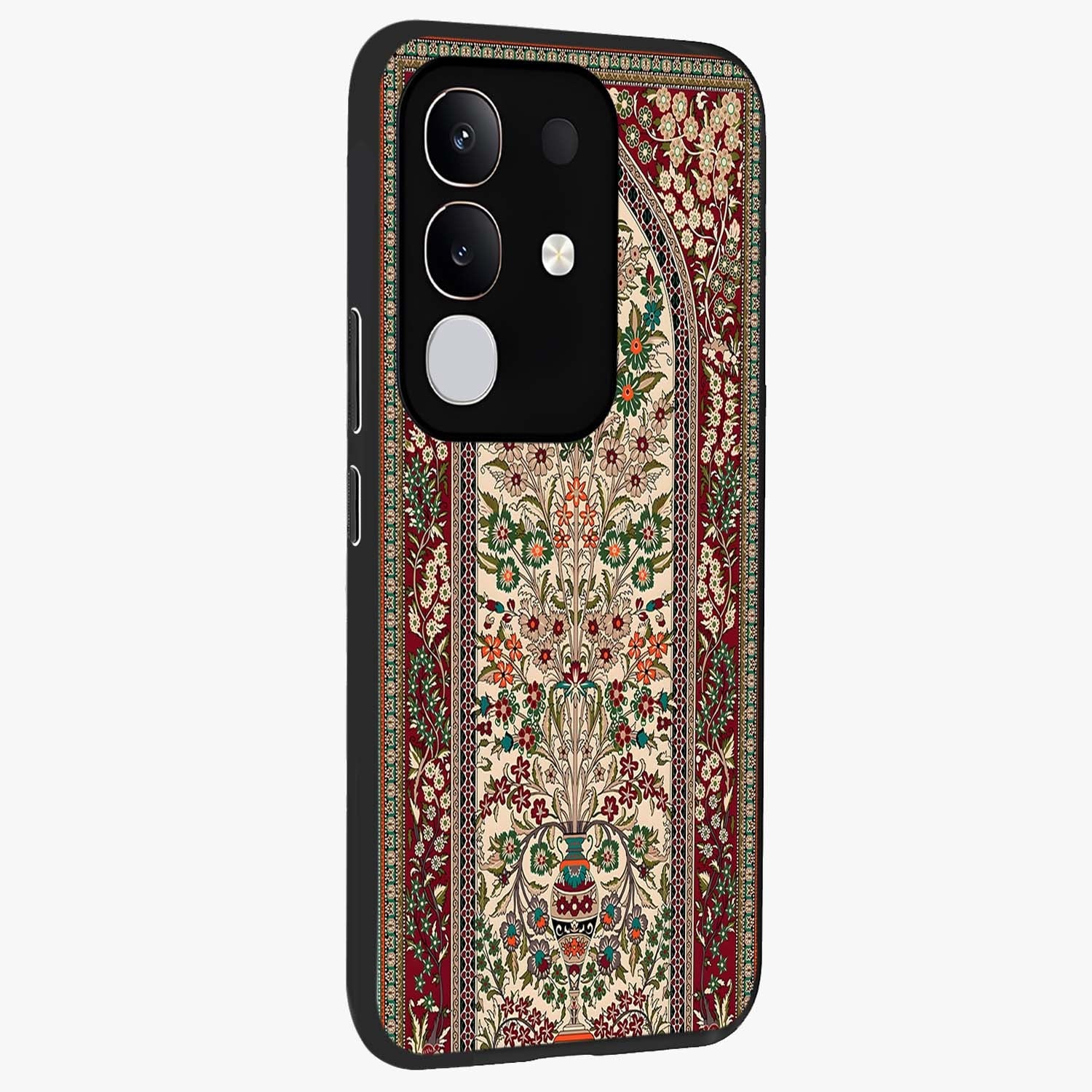 Persian Inspired Glass Case upright view showcasing decorative Persian artwork with rich heritage theme.