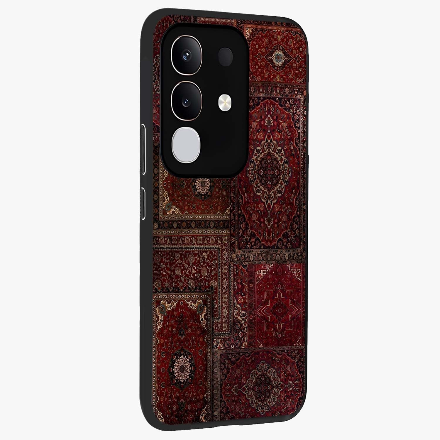 Persian Velvet Tale Glass Case upright view showcasing elegant Persian artwork with classic heritage theme.