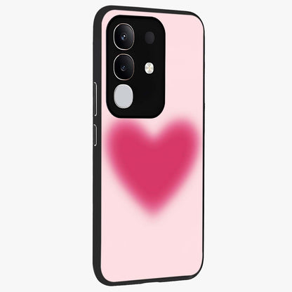 Pink Aura Heart Glass Case upright view showcasing romantic heart artwork with soft pastel theme.