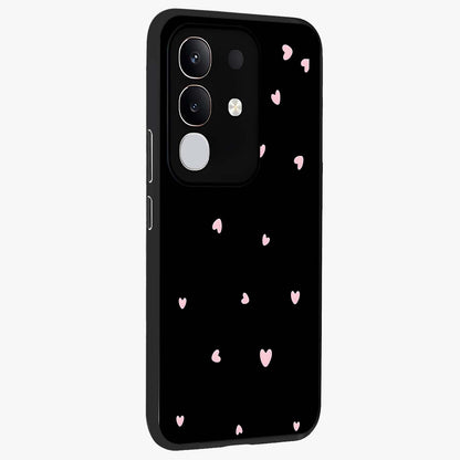 Pink Love Drops Glass Case upright view showcasing charming heart drop artwork with romantic playful theme.