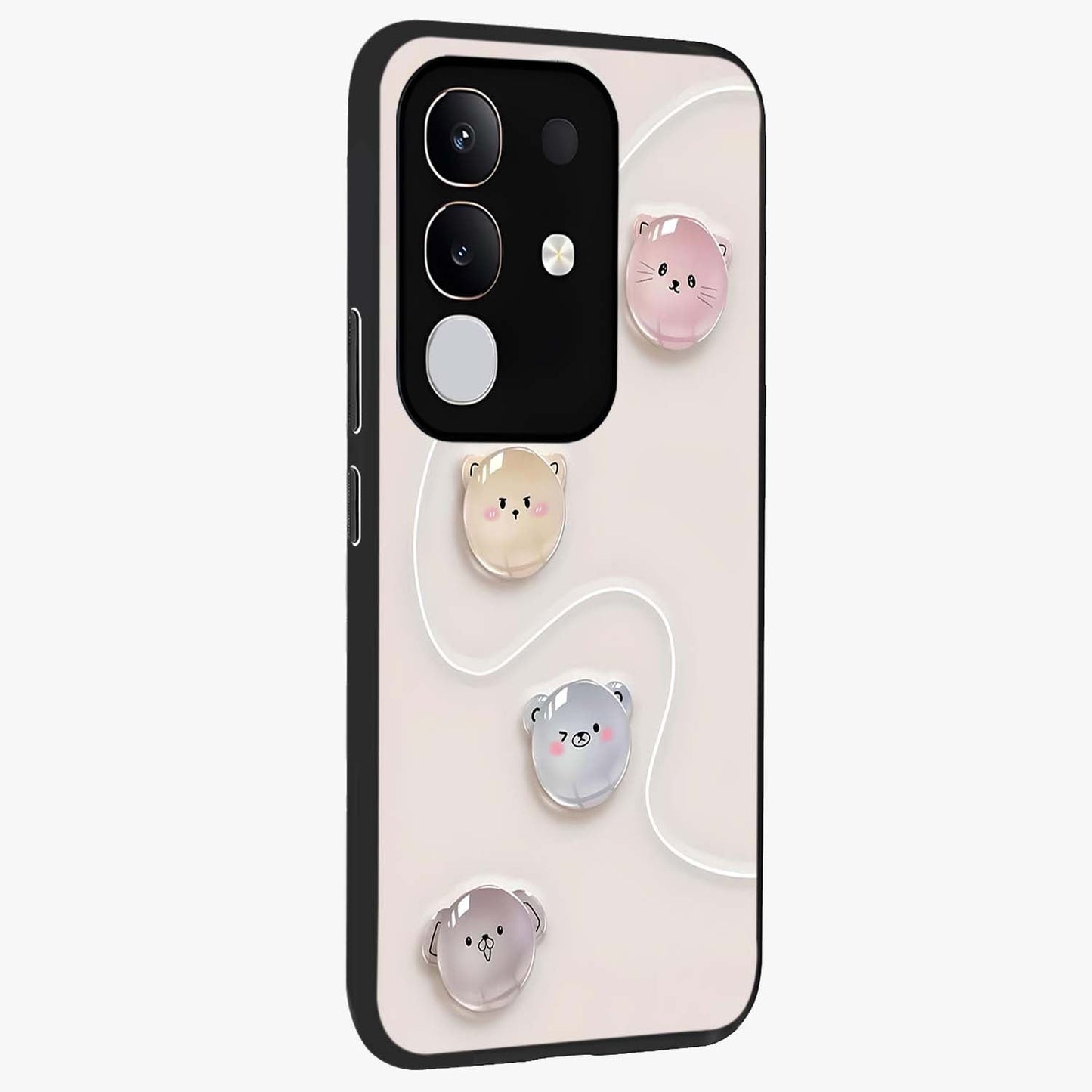 Puffy Face Parade Glass Case upright view showcasing adorable character artwork with cheerful animated theme.