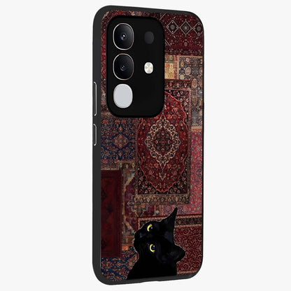 Regal Magic Cat Apple Glass Case upright view showcasing charming cat artwork with playful magical theme.