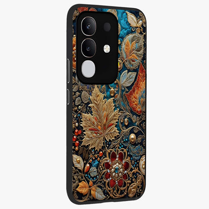 Royal Jewel Garden Glass Case upright view showcasing rich floral artwork with luxurious garden theme.