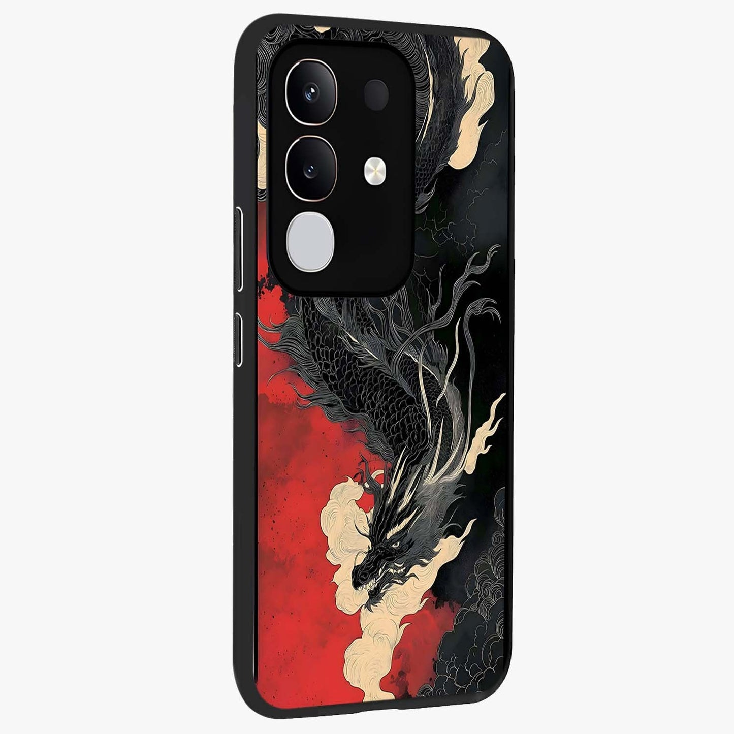 Shadow Dragon Fury Glass Case upright view showcasing intense dragon artwork with dramatic shadow theme.