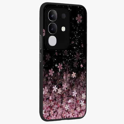Small Starry Flowers Glass Case upright view showcasing charming floral artwork with dreamy starry theme.