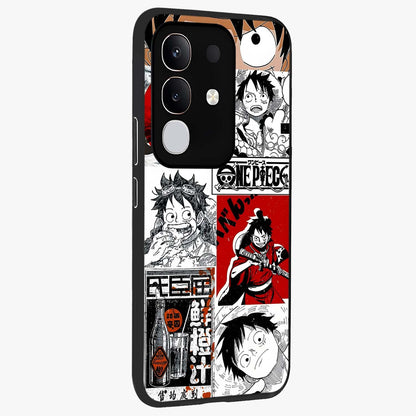 Strawhat Chaos Panels Glass Case upright view showcasing energetic anime artwork with bold adventure theme.