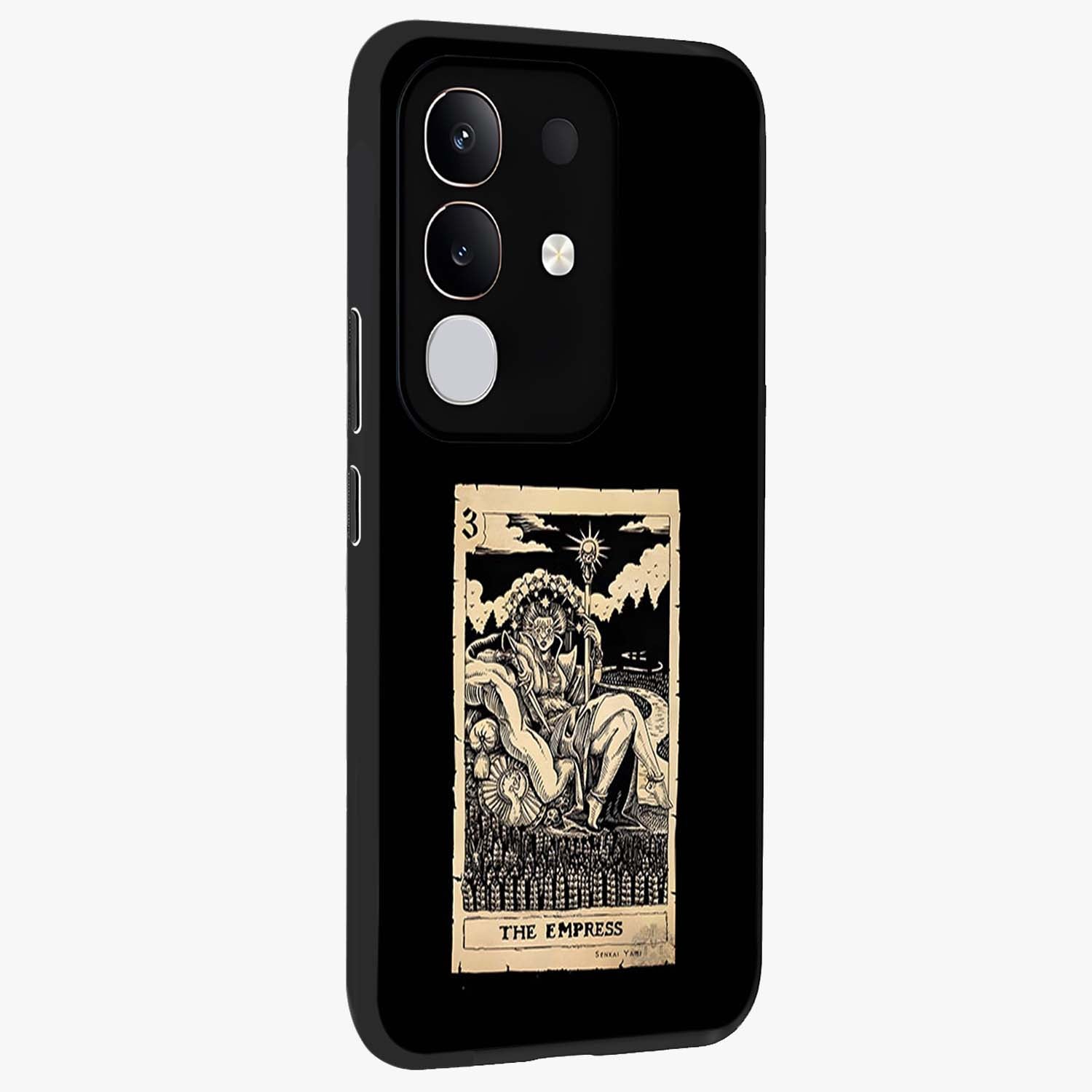 The Empress Glass Case upright view showcasing powerful empress themed artwork with luxurious artistic theme.