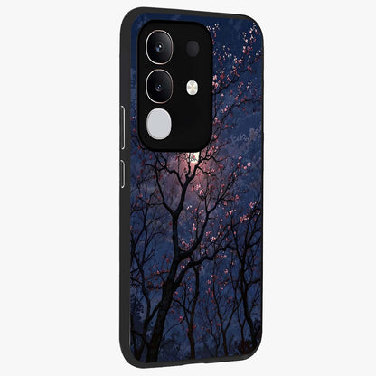 Twilight Sakura Serenade Glass Case upright view showcasing beautiful cherry blossom artwork with serene evening theme.