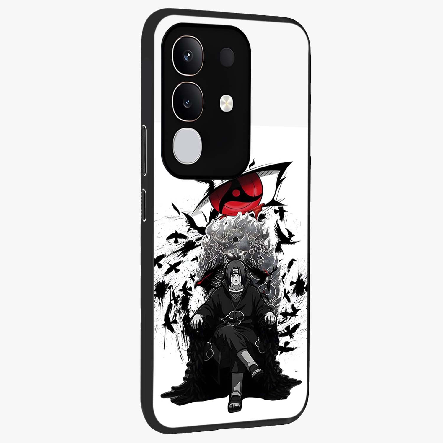 Uchiha Shadow Throne Glass Case upright view showcasing magical underwater galaxy artwork with vibrant cosmic theme.