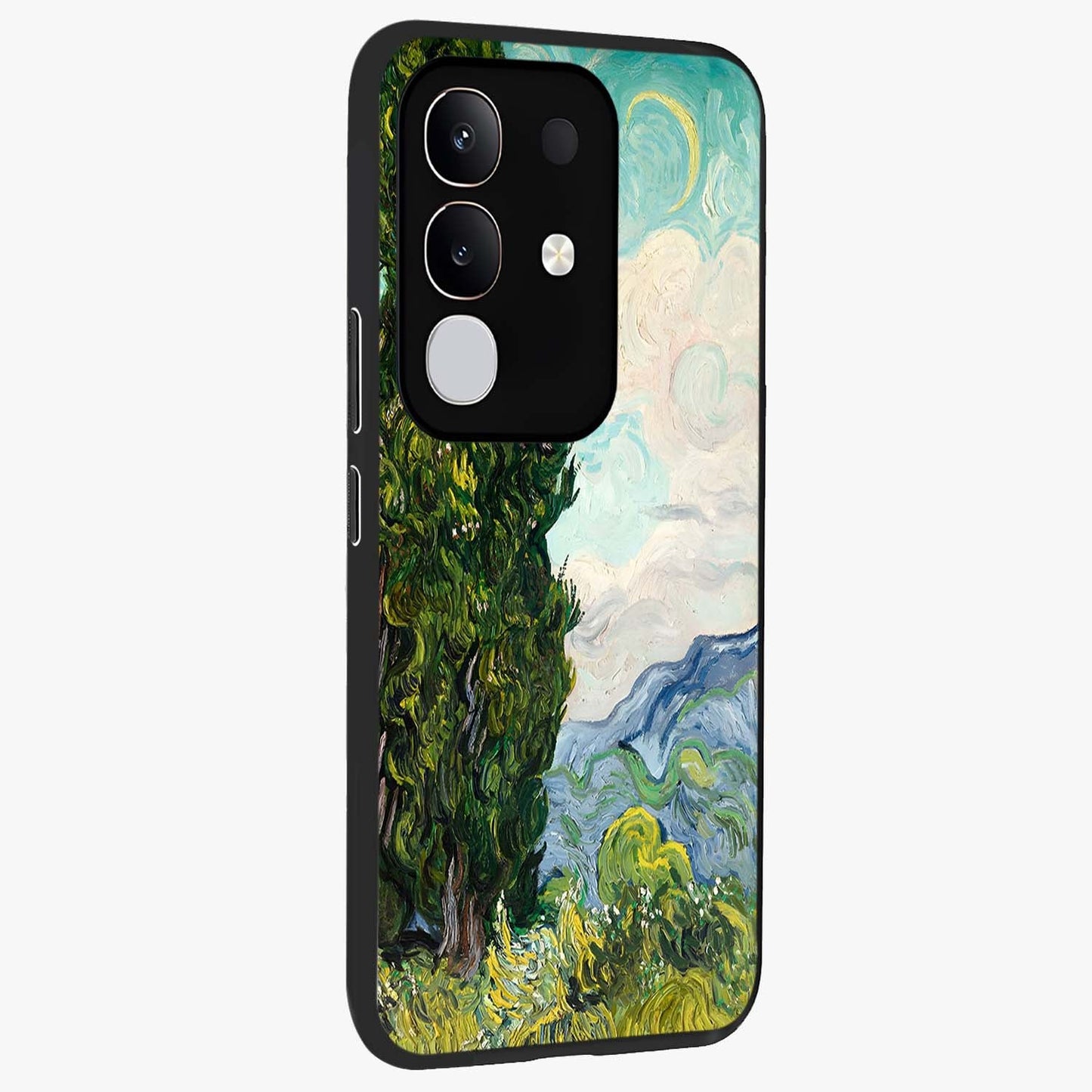 Van Gogh Vintage Art Glass Case upright view showcasing elegant vintage painting artwork with artistic heritage theme.