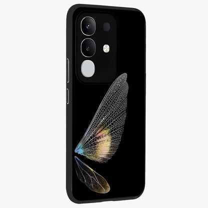 Whispers Of Wings Glass Case upright view showcasing elegant wing artwork with light airy theme.