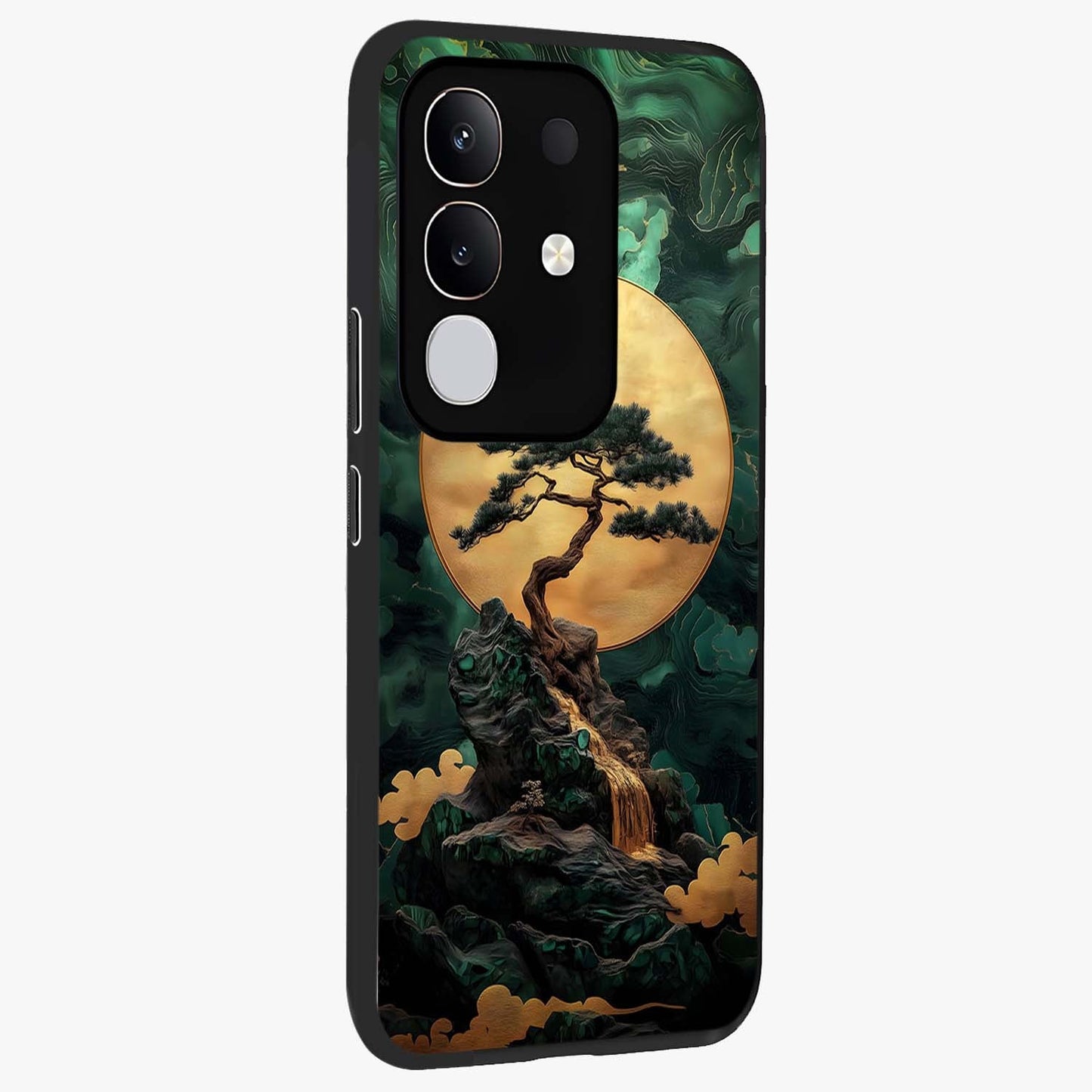 Zen Moon Rise Glass Case upright view showcasing serene moon artwork with tranquil night theme.