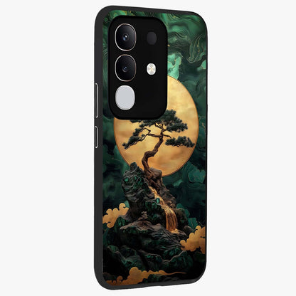 Zen Moon Rise Glass Case upright view showcasing serene moon artwork with tranquil night theme.