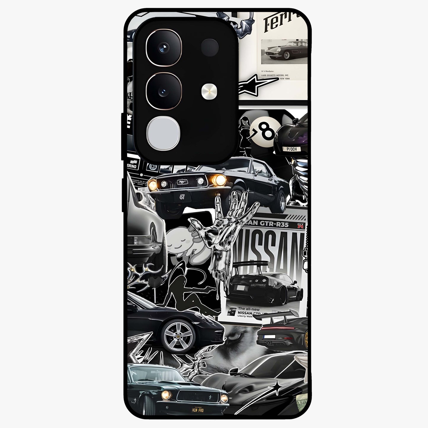 Aesthetic Dark Love Glass Case showing flat back view with dark romantic artwork and glossy glass finish.