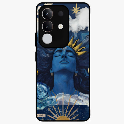 Aesthetic Lord Shiva Glass Case showing flat back view with divine Shiva artwork and glossy glass finish.