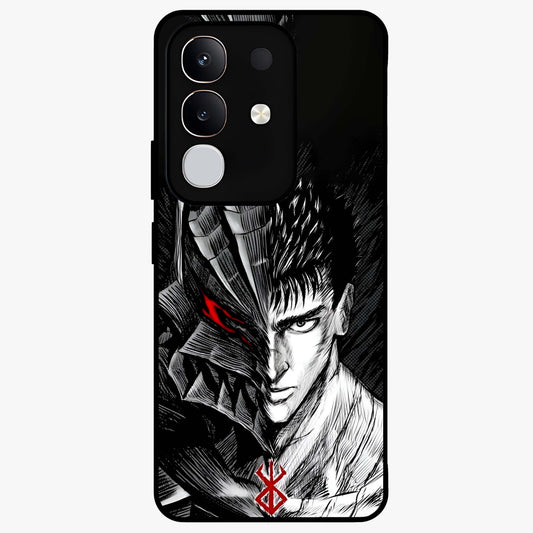 Berserker Blood Oath Glass Case showing flat back view with fierce warrior inspired artwork and glossy glass finish.