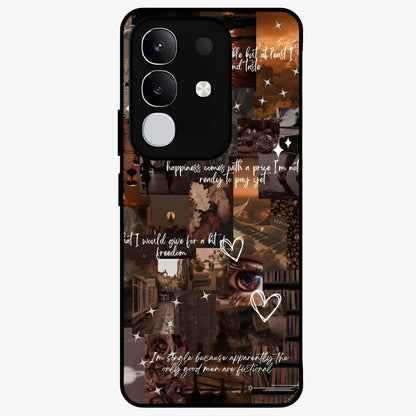 Bittersweet Aesthetic Chaos Glass Case showing flat back view with artistic chaotic aesthetic design and glossy glass finish.