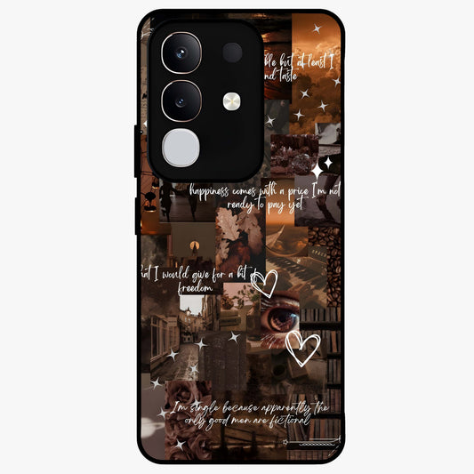 Bittersweet Aesthetic Chaos Glass Case showing flat back view with artistic chaotic aesthetic design and glossy glass finish.