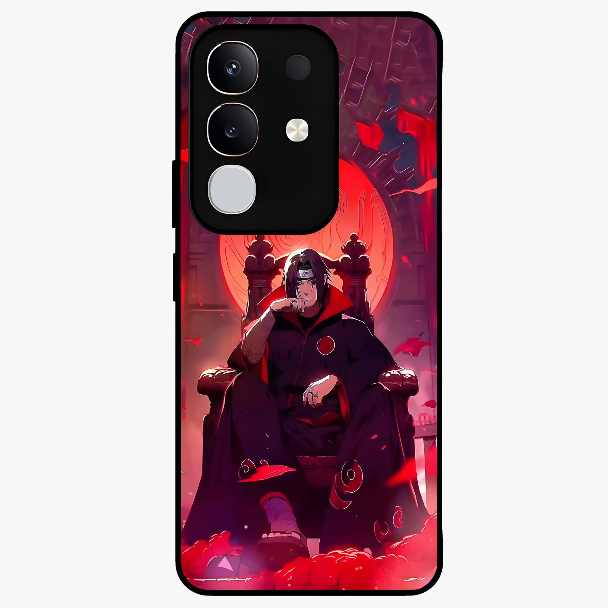 Blood Moon Sovereign Glass Case showing flat back view with mystical blood moon artwork and glossy glass finish.